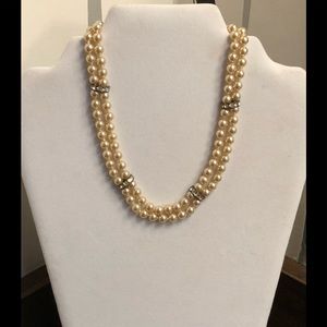 Vintage Pearl and Rhinestone Necklace